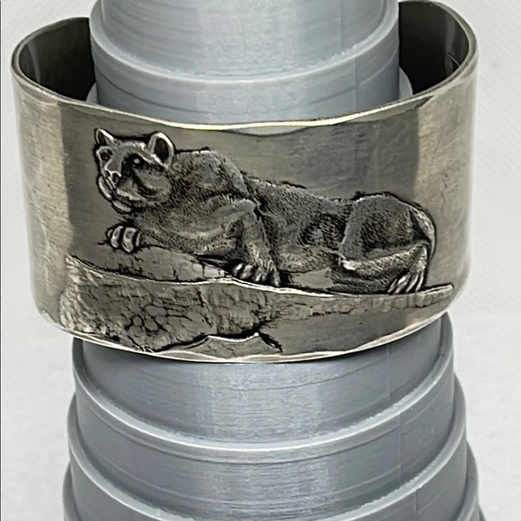 F Anthony Wendell August Forge Silver (tone Cuff adjustable Bracelet cougar cat - Picture 13 of 14